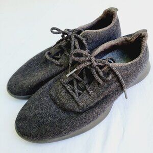 Allbirds Men's Dark Gray (Black Sole) Wool Runners Lace-up Shoes - size 12